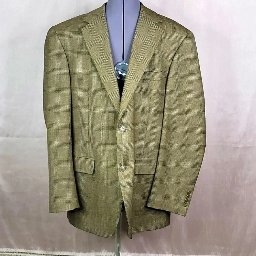 GIANFRANCO RUFFINI ITALY Wool Plaid Suit Jacket Size 40 Regular‎